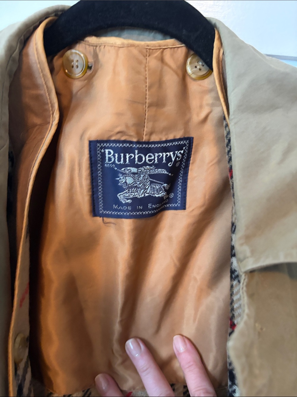 Vintage Burberry OliveGreen/Tan Trench Coat With Removable Wool Lining - Picture 5 of 16